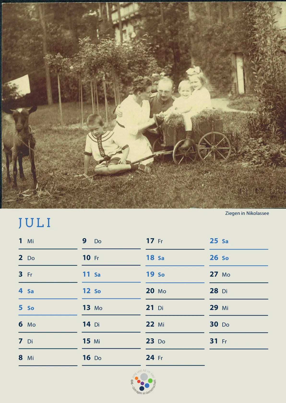 Kalenderblatt Juli 2020 Vorderseite
